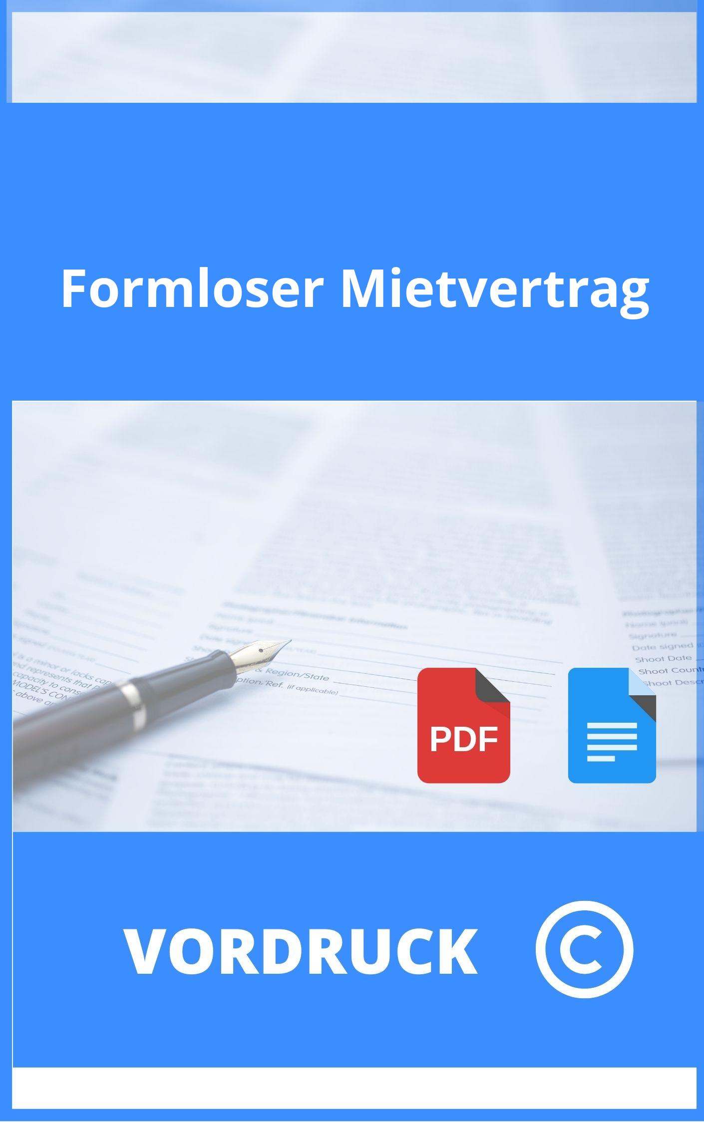 Formloser Mietvertrag Vordruck